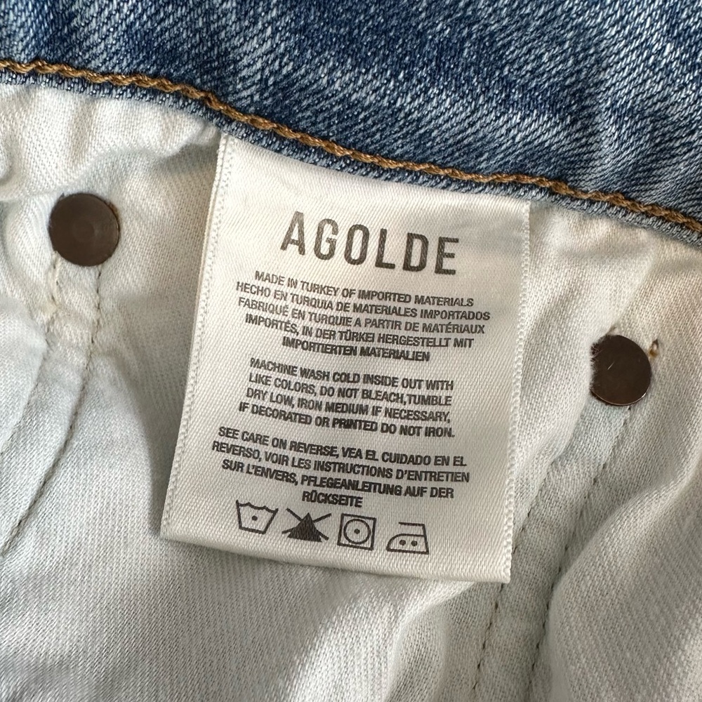 AGOLDE Riley High Rise Crop Distressed Jeans Size 32 - Picture 12 of 15